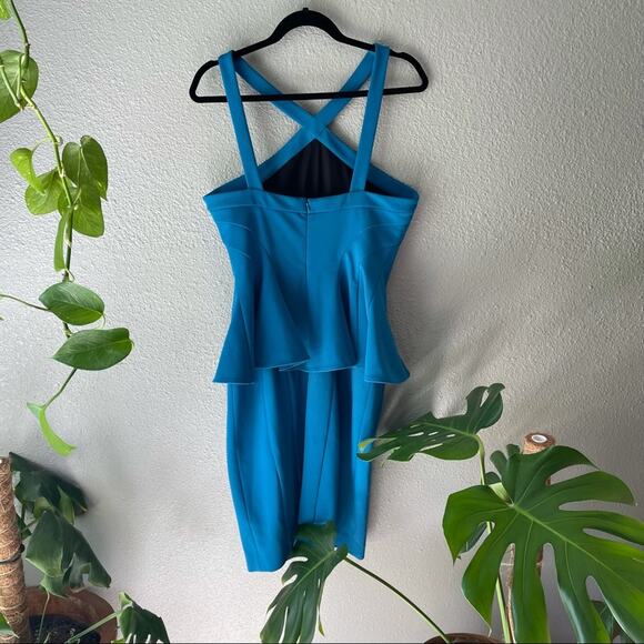 NWT ZAC Zac Posen Blue Cerulean Peplum Dress - Picture 5 of 9
